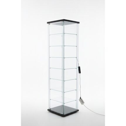Artinoks Home 7 RAFLI LEDLİ CAM VİTRİN SİYAH (Gümüşlük, Büfe, Koleksiyon, Sunu, Sergi, Kitaplık) - Görsel 3