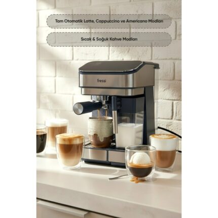 Fressi Espresso Latte Cappuccino Kahve Makinesi Tam Otomatik Süt Tanklı 20BAR Basınçlı Urban Lacivert - Görsel 3