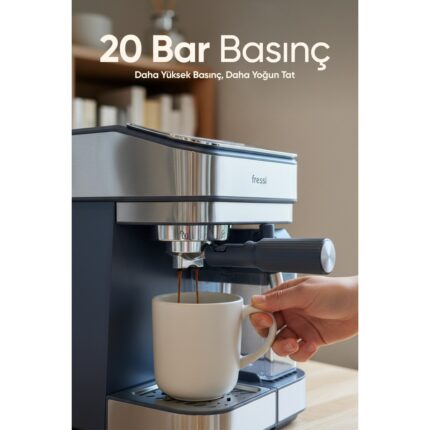 Fressi Espresso Latte Cappuccino Kahve Makinesi Tam Otomatik Süt Tanklı 20BAR Basınçlı Urban Lacivert - Görsel 4