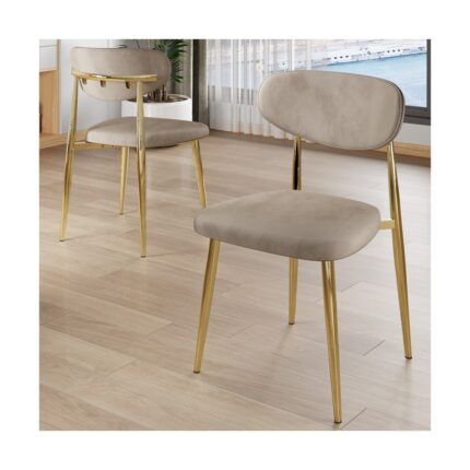 Canisa Olya Serisi 90X168 Lak Panel Sonata Masa Takımı Gold Ayaklı 4 Cappucino Sandalye - Görsel 4