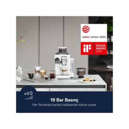 Delonghi 16 Farklı Lezzet Rivelia Bean Switch Tam Otomatik Kahve Makinesi - Beyaz Premium Tasarım - 19 Bar +2kg Kahve EXAM440 - Görsel 2