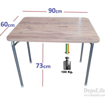 Depolife Pratik Katlanır Ayaklı Mutfak Yemek Masası Balkon Ders Çalışma Piknik 60x90cm - Görsel 5