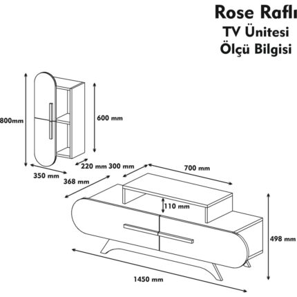 Variant Concept Variant Rose Duvar Raflı Tv Ünitesi Ceviz-Ekru - Görsel 3