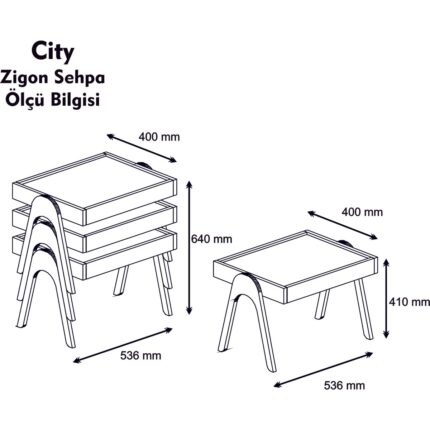 Variant Concept Roma Tepsi Zigon Sehpa Ceviz - Beyaz - Görsel 4